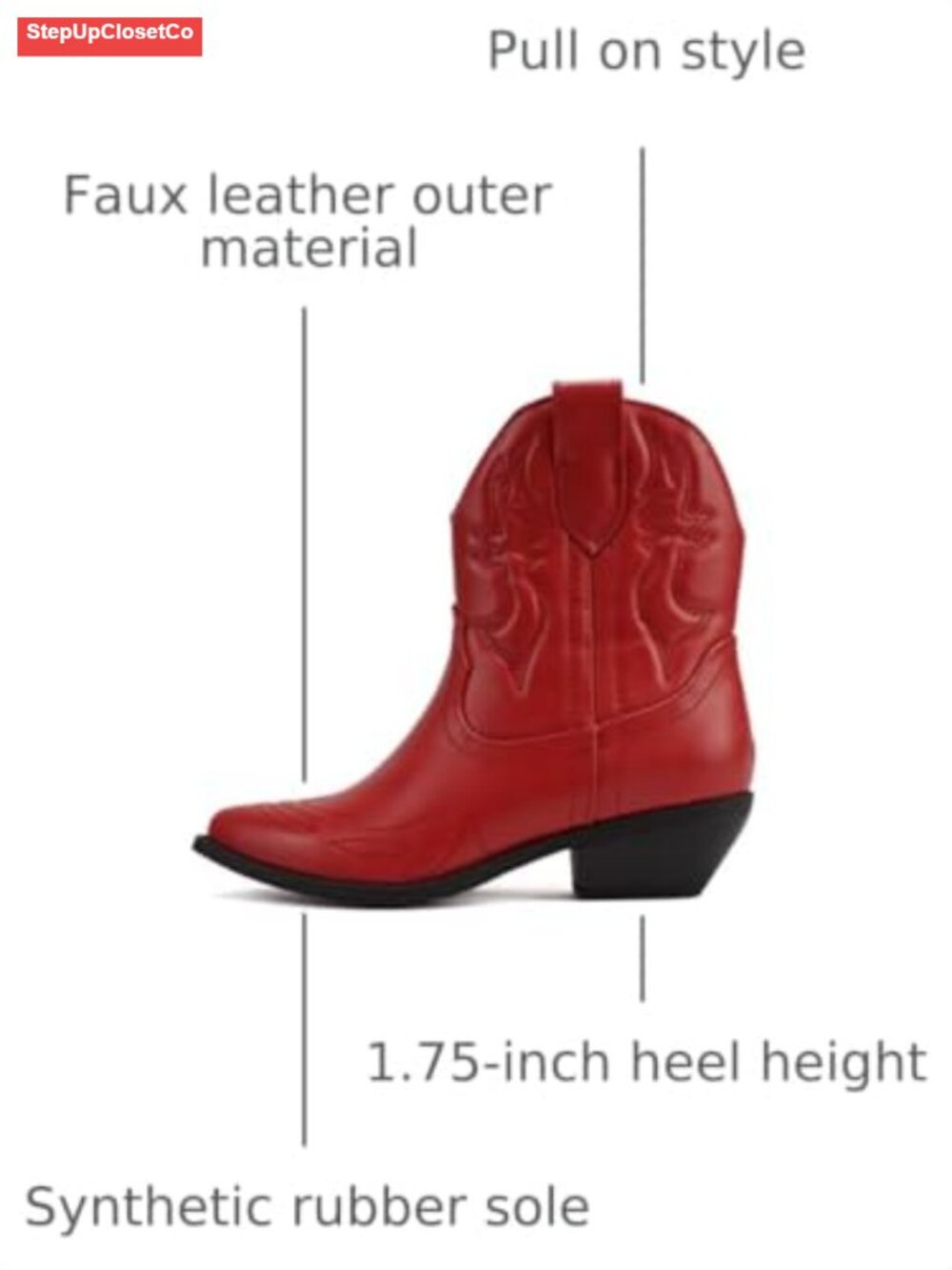 Soda Synthetic Pull On Ankle Booties Pointed Toe Western Stitched Short Boots - Picture 2 of 4